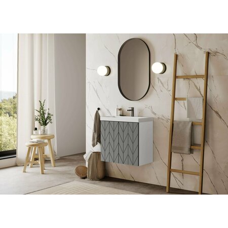Distinct Kitchen And Bath Vanity with Inset Sink, White base with Dust Grey Scale 24in Doors 0059012085